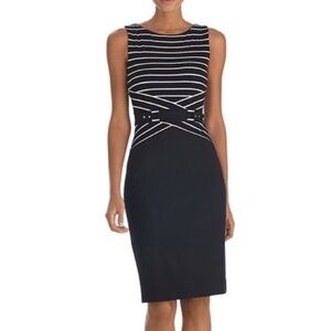White House Black Market Black and White Midi Dress